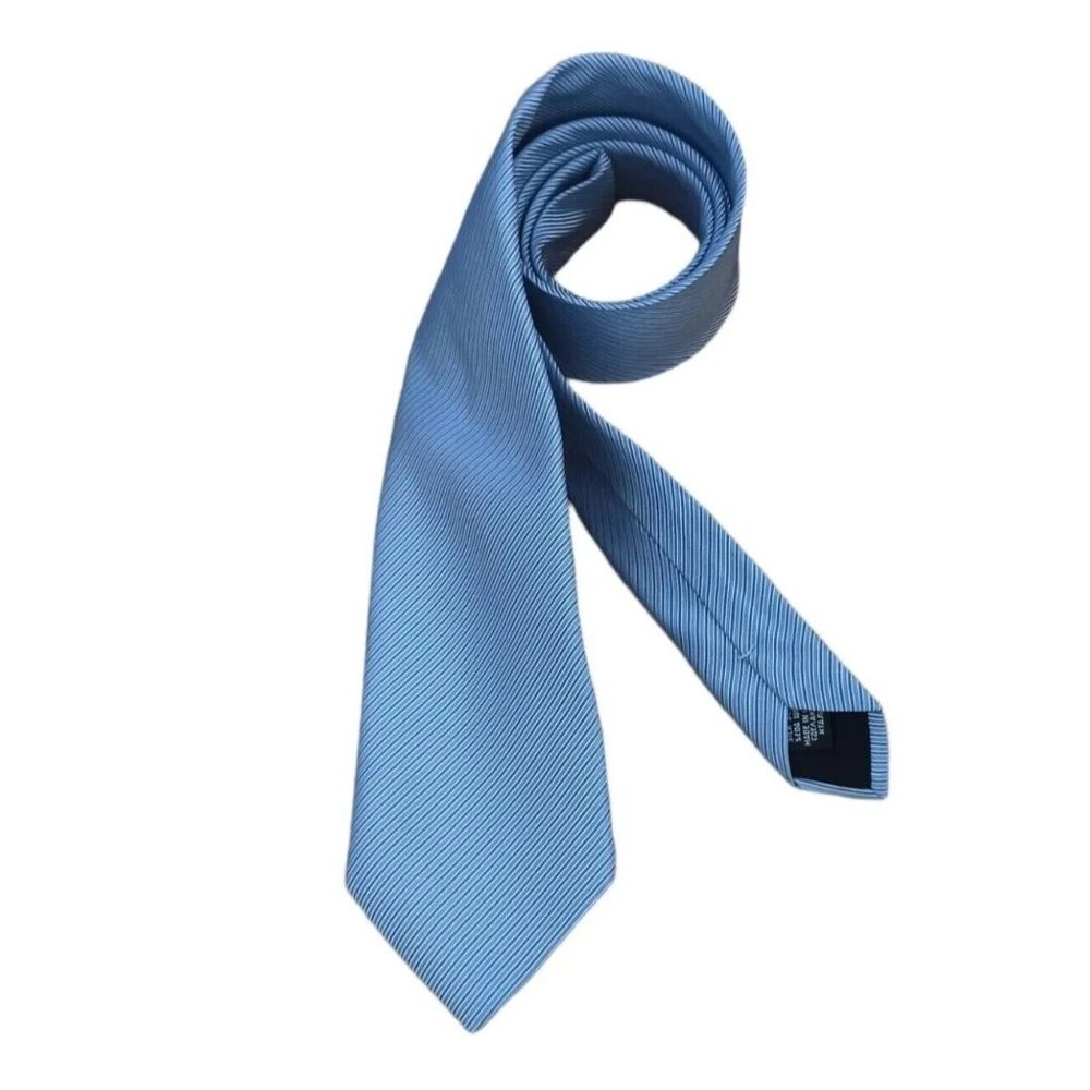 HUGO BOSS Blue Striped Silk Tie ITALY 60"/ 3.4" EC - Picture 6 of 9